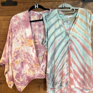 Young Fabulous & Broke LOT Wrap Blouse + Cap Top